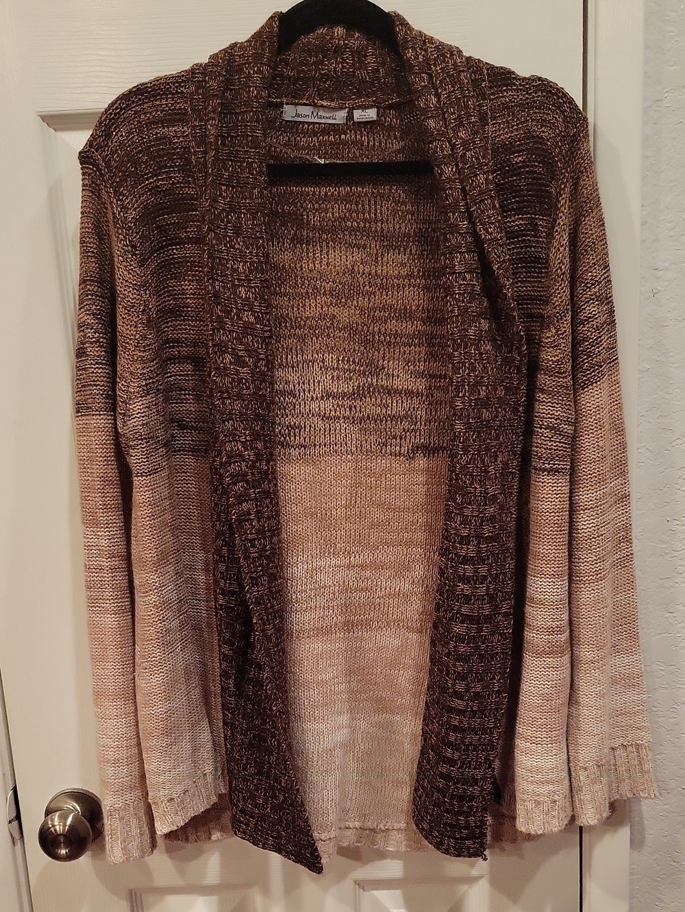 jason maxwell brown and beige ombre open-front women's cardigan